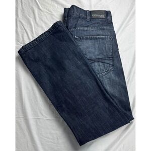 EXPRESS JEANS Men Classic Fit Low Rise Boot Cut Kingston Dark Wash Denim 38x34
